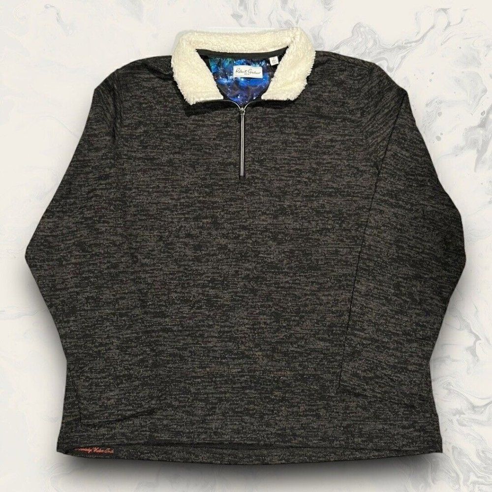 Robert Graham Virgo High Pile Fleece Lined Quarter Zip Black Pullover Size 3XL